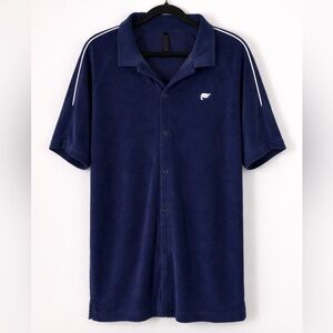 Fabletics Shirt Mens XL Navy The Island Terry Button Up Lightweight